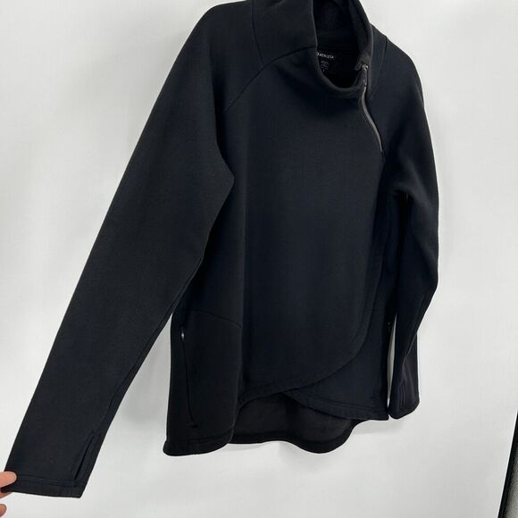 ATHLETA Women's Black Cozy Karma Asymmetrical Fleece Lined Sweatshirt Size Large - Picture 5 of 8